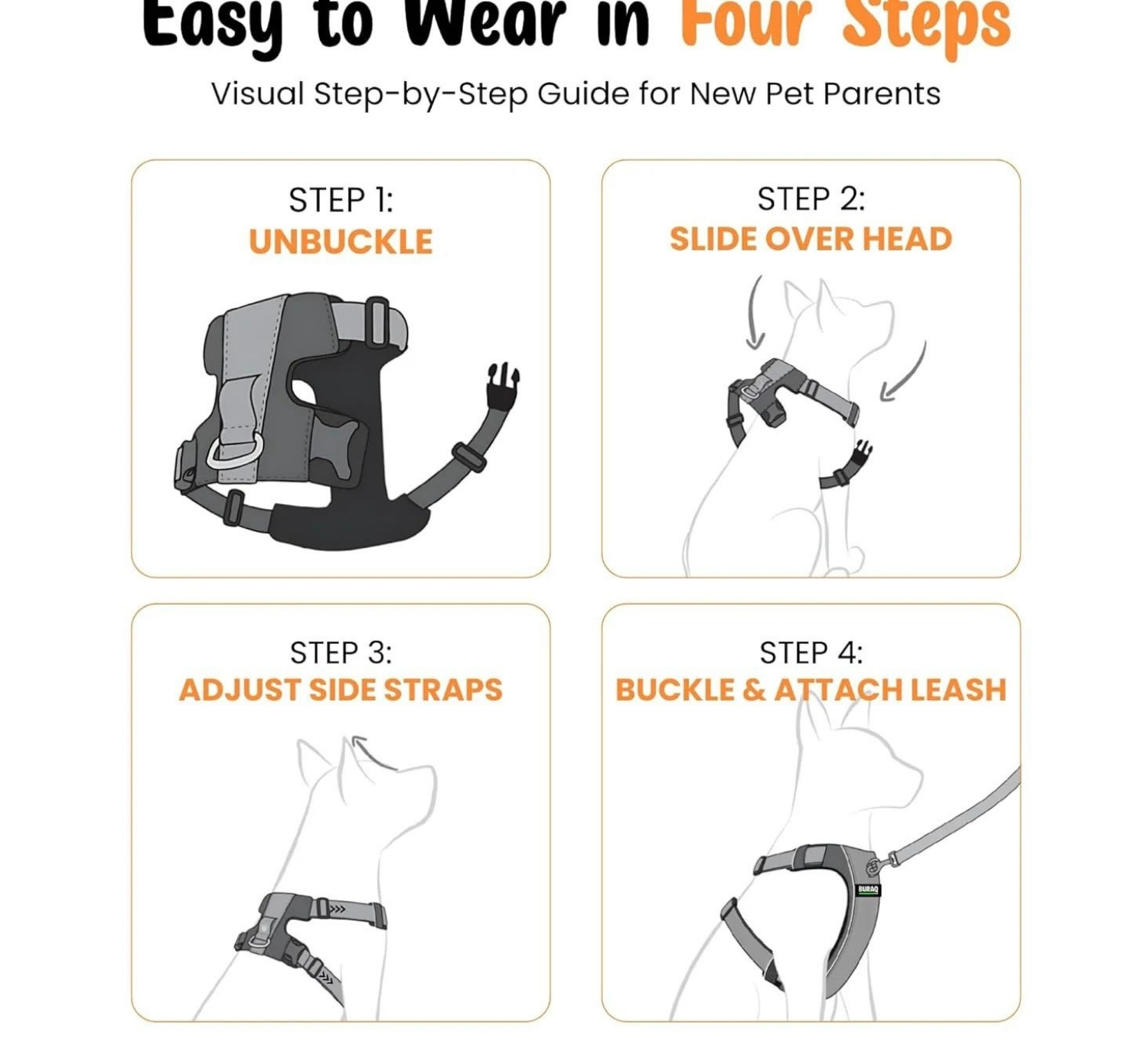 Customised - No-Pull Dog Harness & Leash Set (Adjustable, Padded)