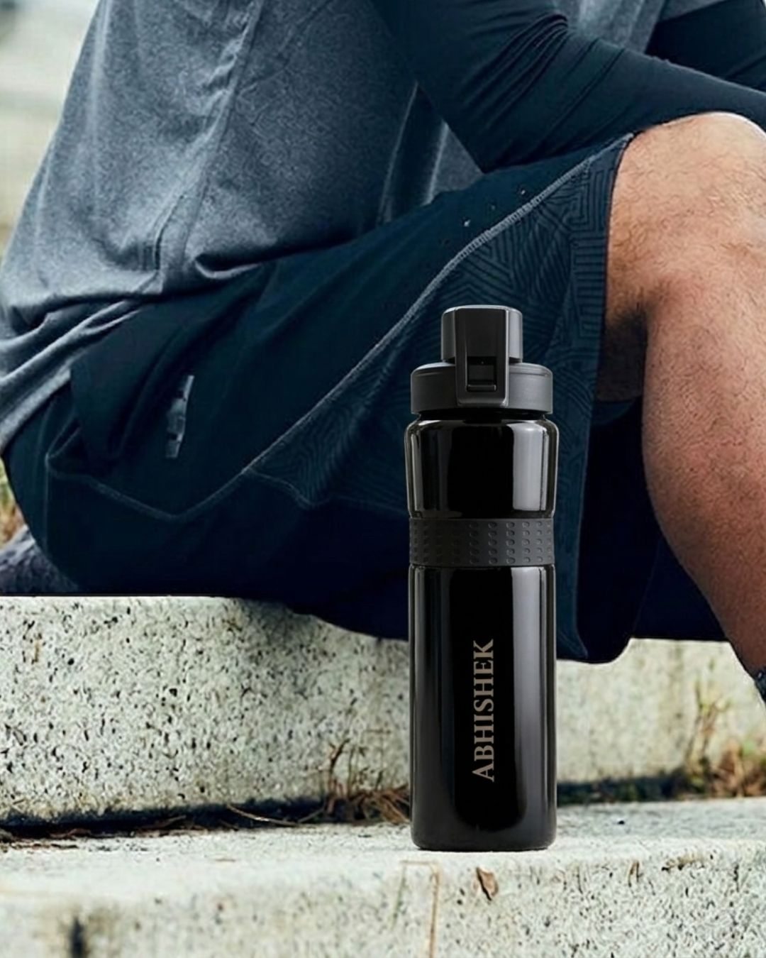 Customised - Midnight Steel Sipper Bottle | Premium Grip Bottle