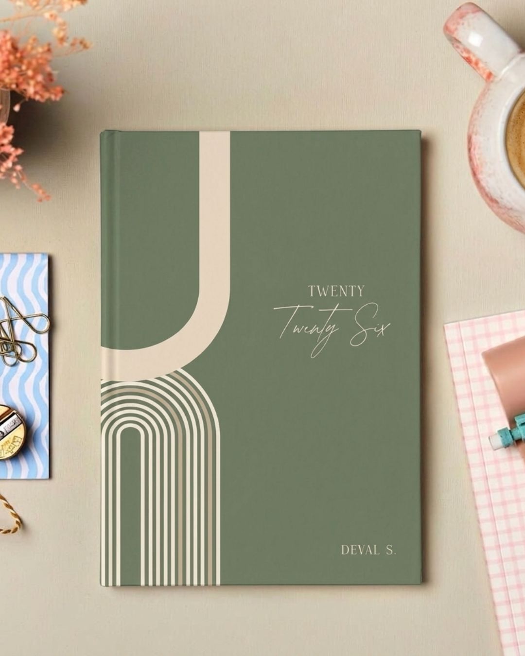 Customised - Notebook | Diary - Sage Boho Arc Journal