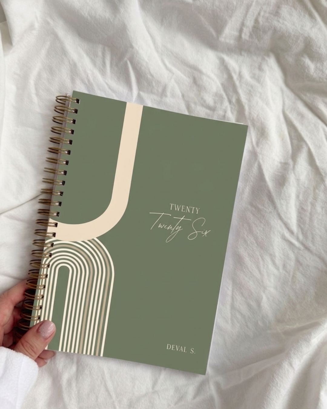 Customised - Notebook | Diary - Sage Boho Arc Journal