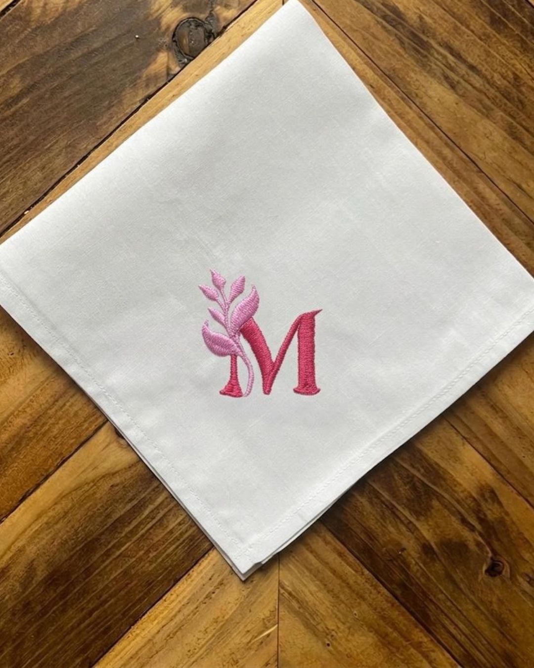 Customised White Embroidery Handkerchief – Monogram