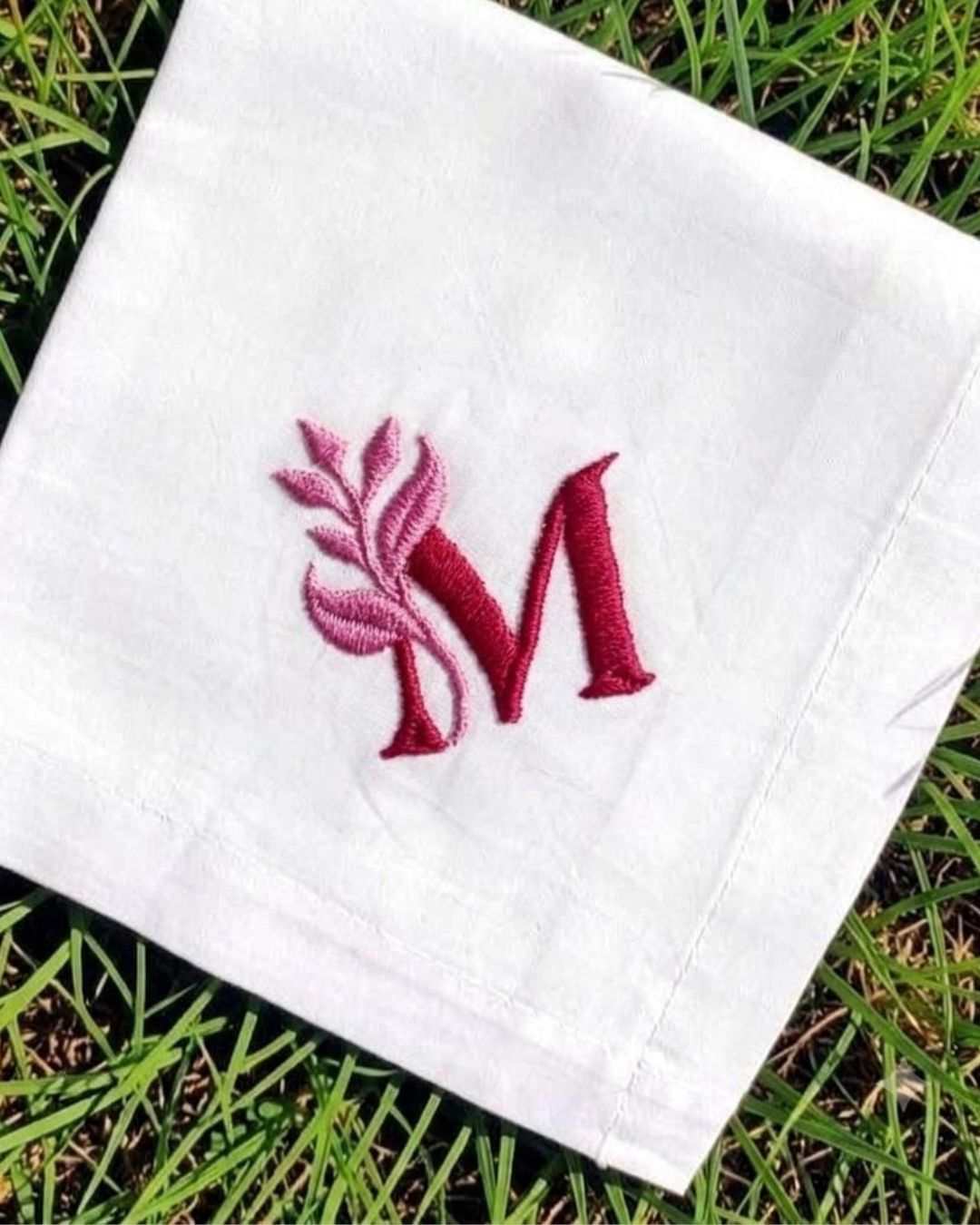 Customised White Embroidery Handkerchief – Monogram