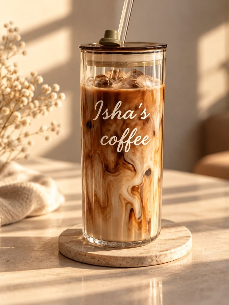 Customised - Bamboo Glass Tumbler | Vinyl Print