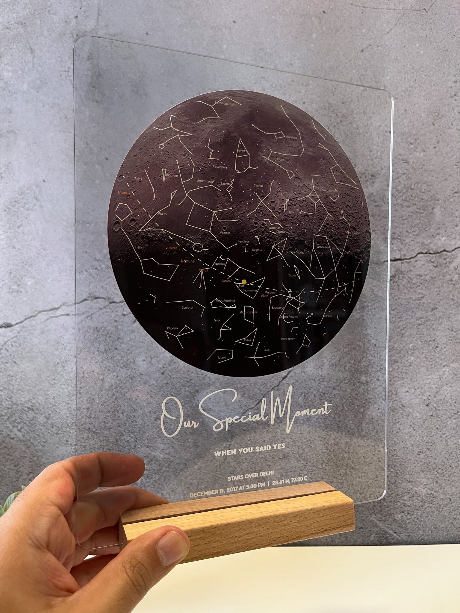 Custom Background Star Map on Acrylic Desk Frame - Upload Your Photo