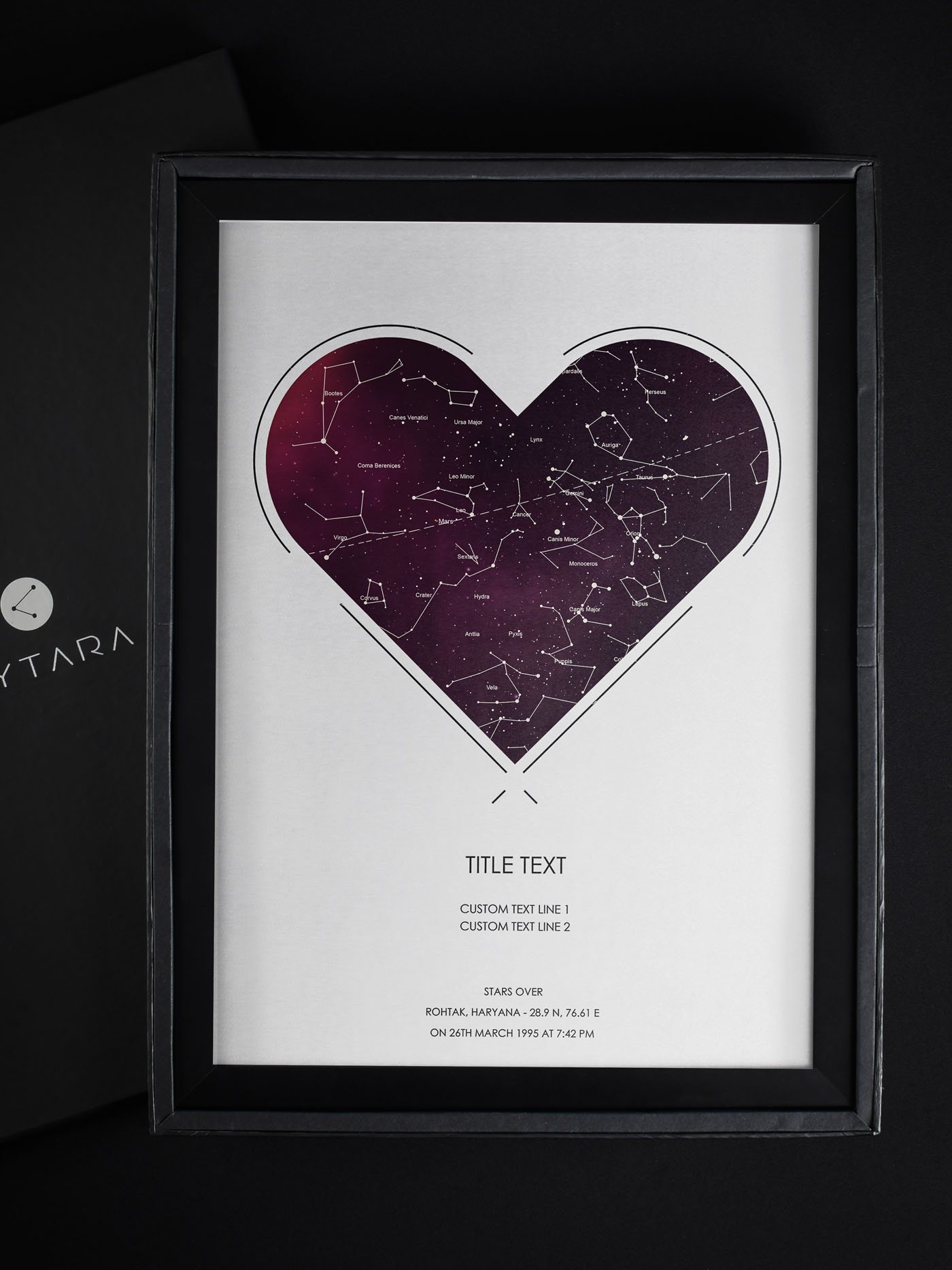 Romantic Personalised Star Map Frame - Cosmic Heart