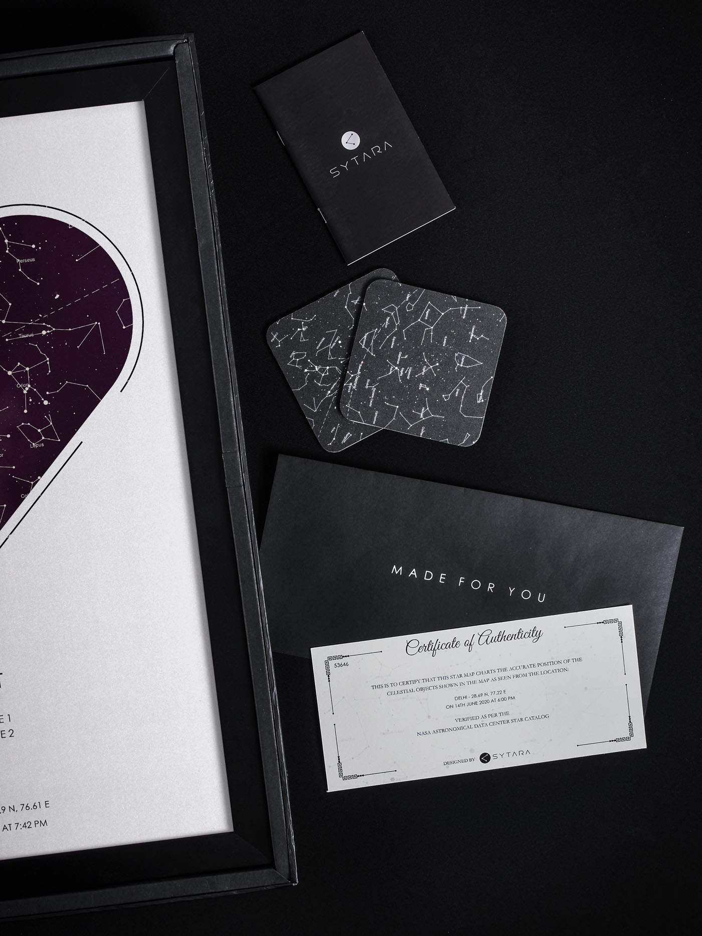 Romantic Personalised Star Map Frame - Cosmic Heart