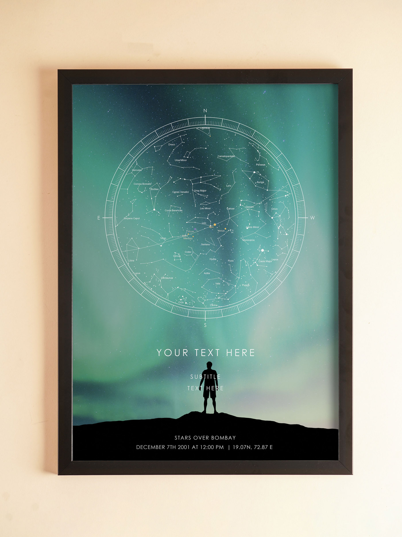 Personalised Star Map Frame - Aurora Man