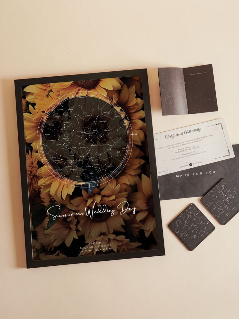 Custom sunlit Star Map Frame