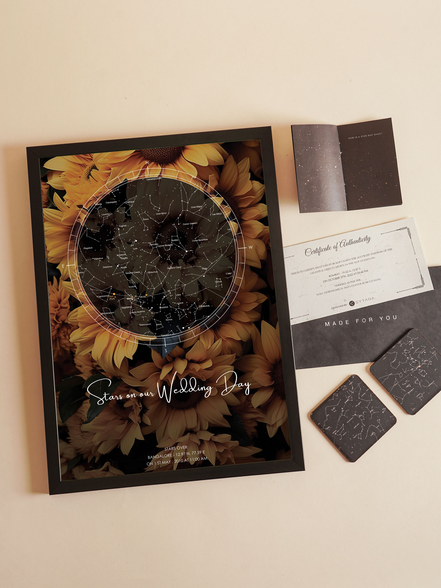 Custom sunlit Star Map Frame