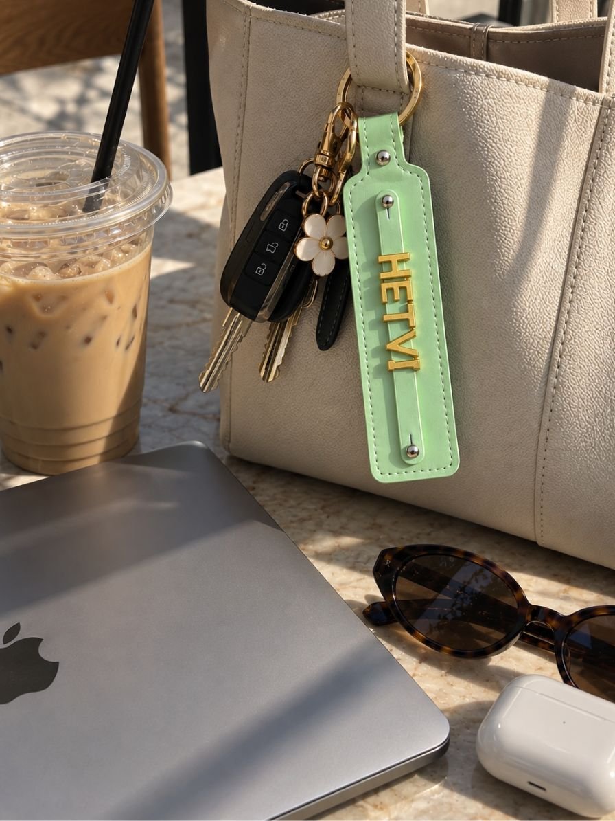Personalized PU Leather Name Keychain