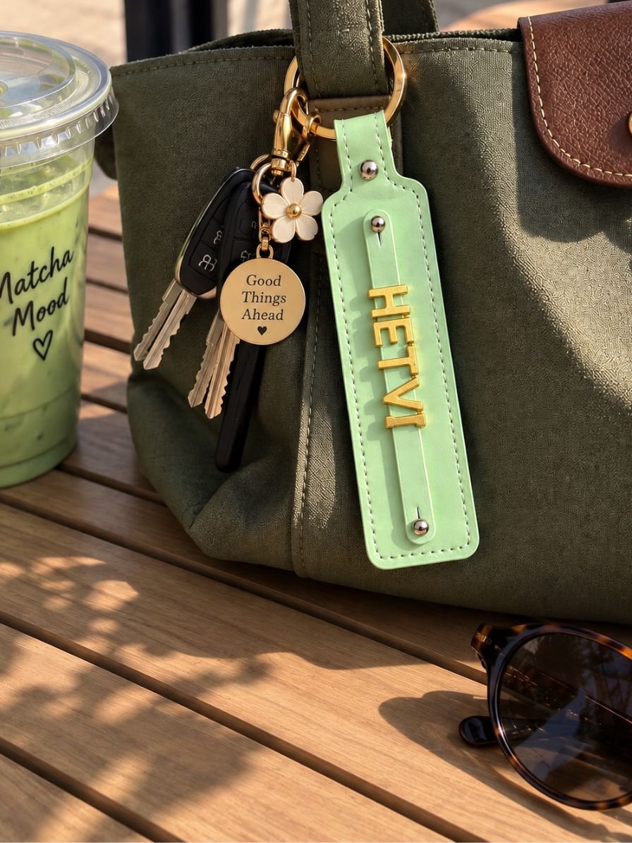 Personalized PU Leather Name Keychain