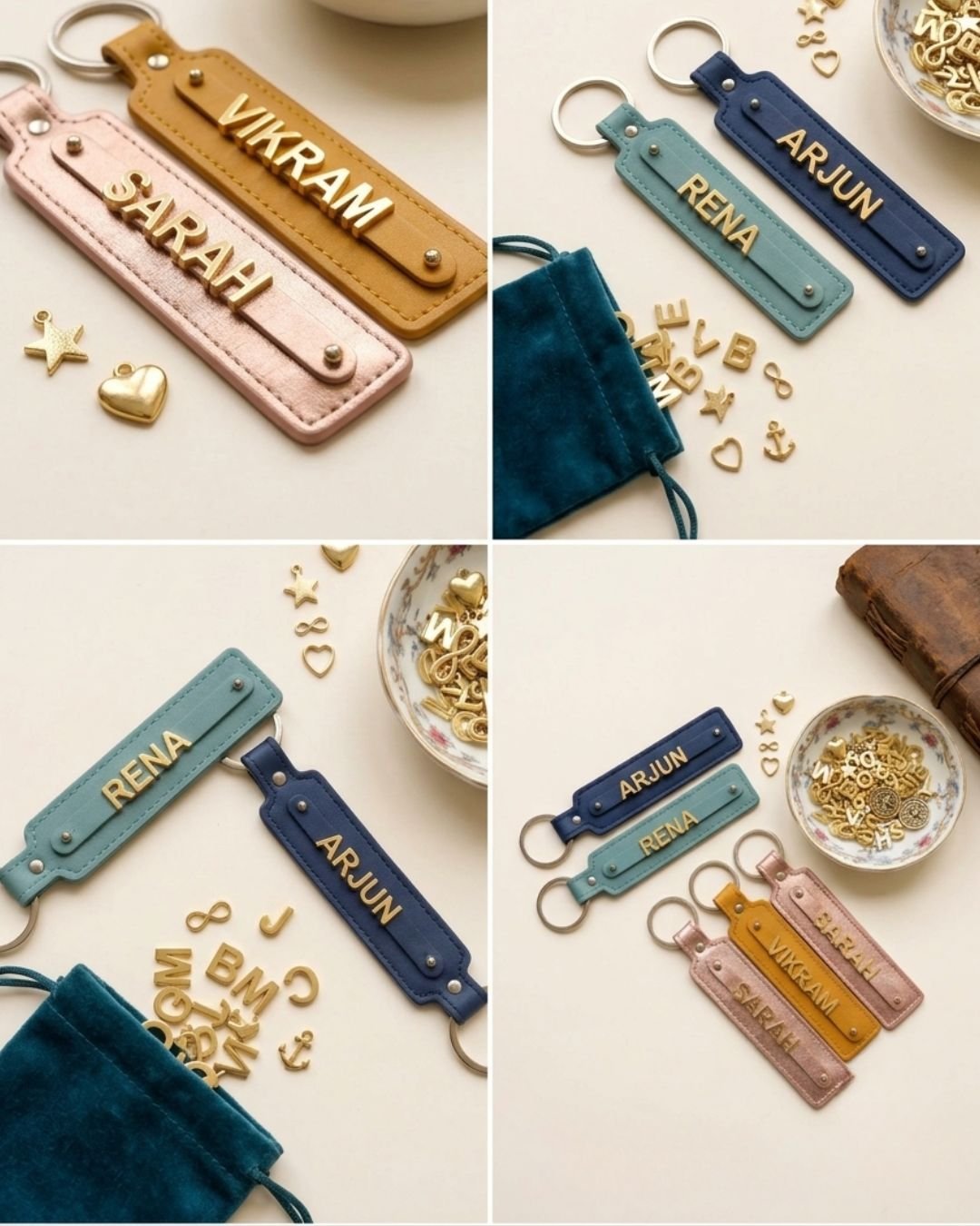 Personalized PU Leather Name Keychain