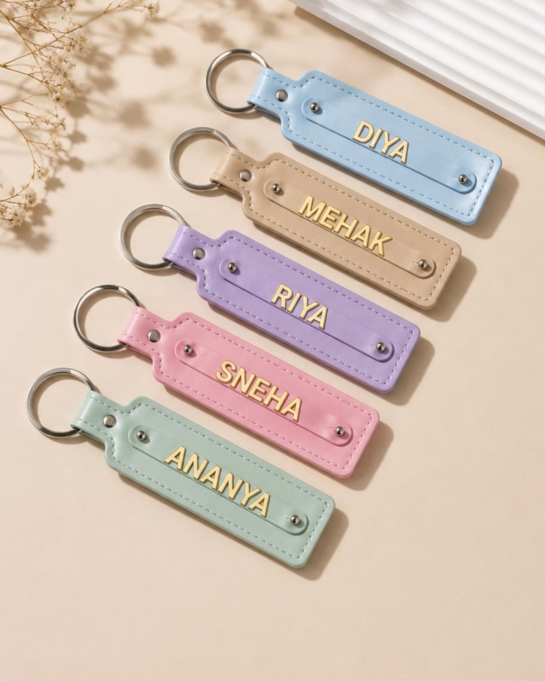 Personalized PU Leather Name Keychain