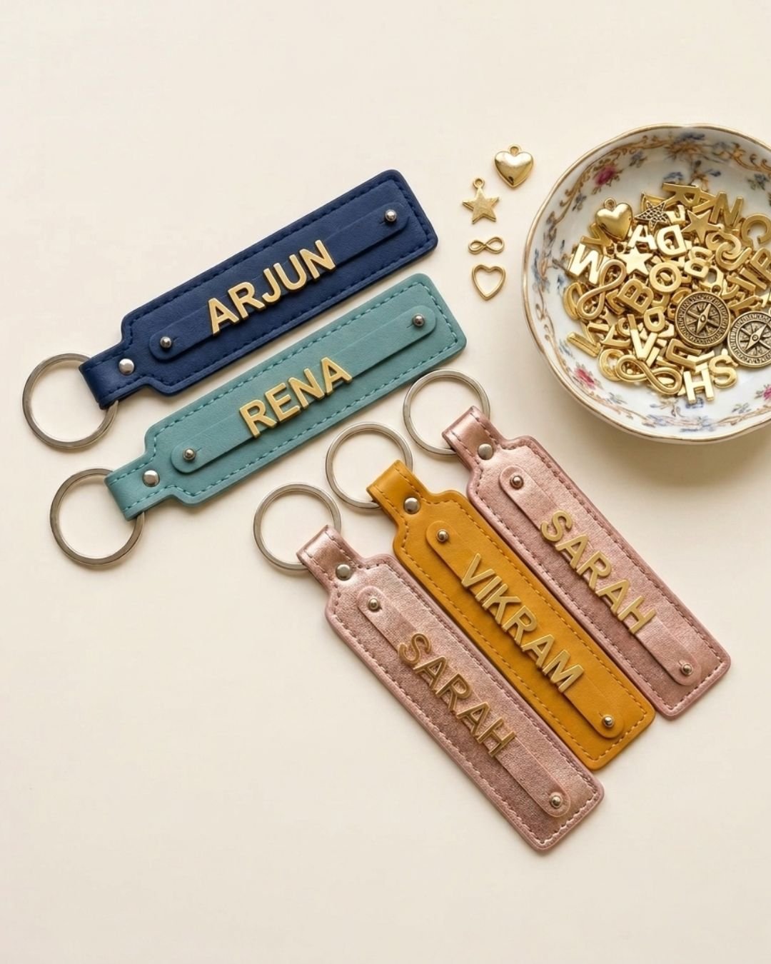 Personalized PU Leather Name Keychain