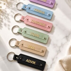 Personalized PU Leather Name Keychain