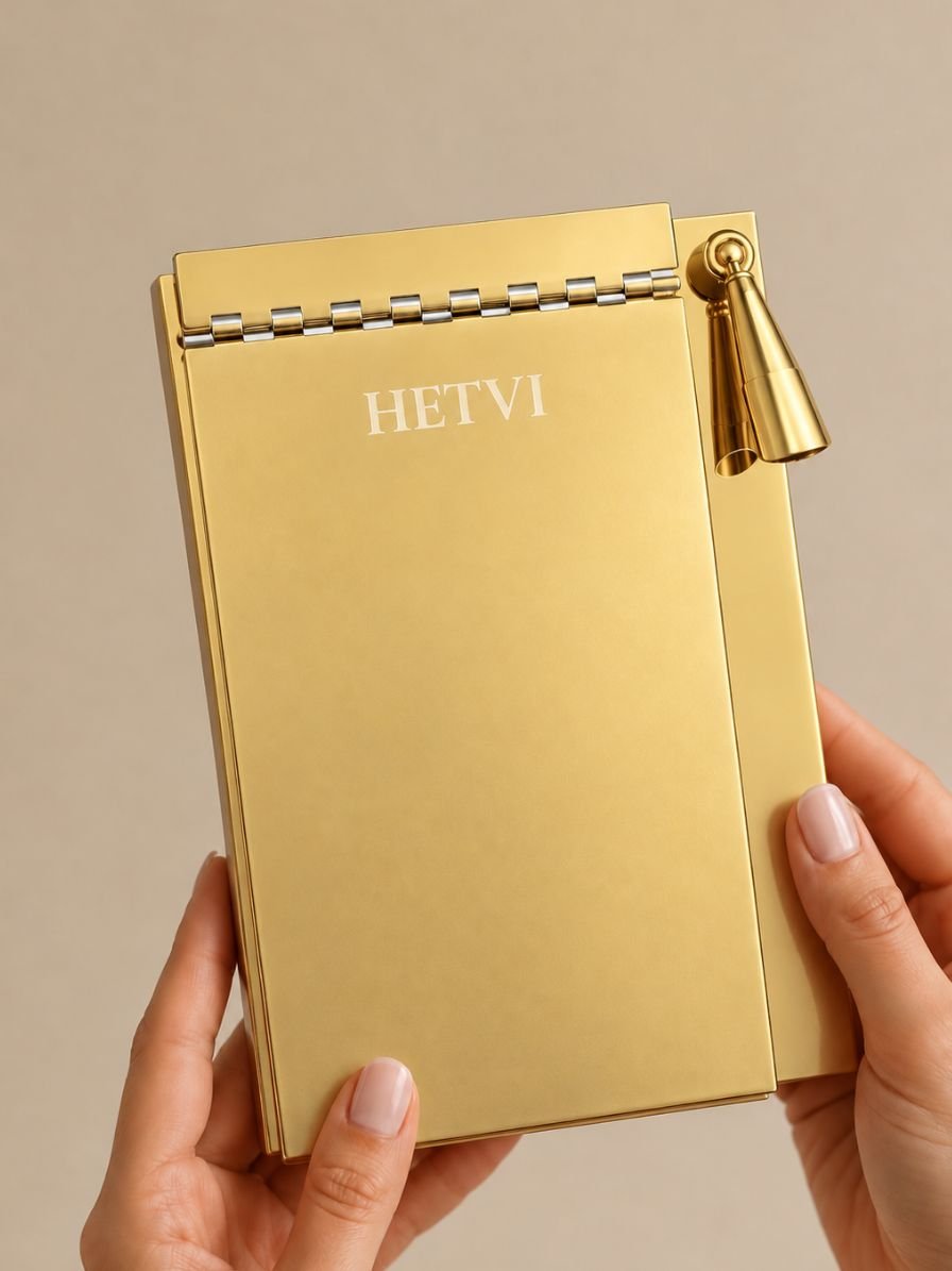 Personalized - Metal Luxe Notepad with Pen Holder