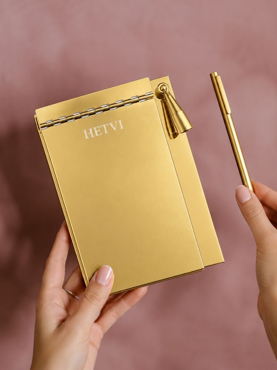 Personalized - Metal Luxe Notepad with Pen Holder
