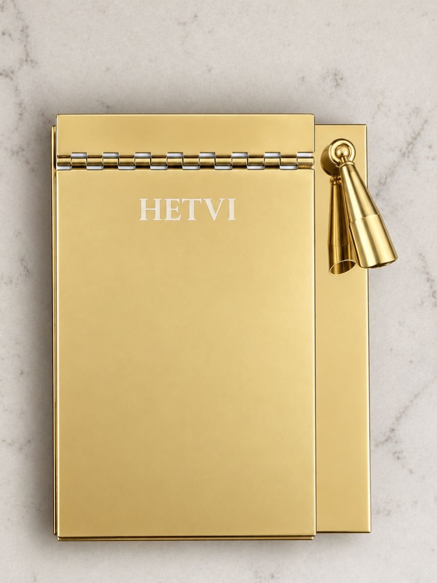 Personalized - Metal Luxe Notepad with Pen Holder