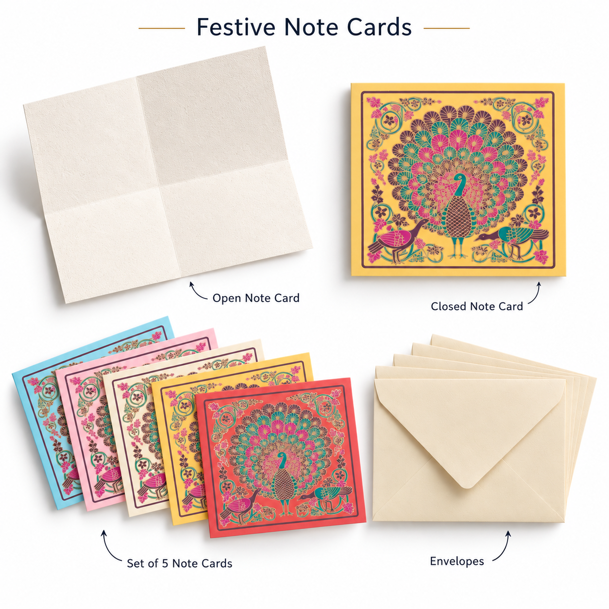Heritage Notecards & Envelopes - Peacock Garden
