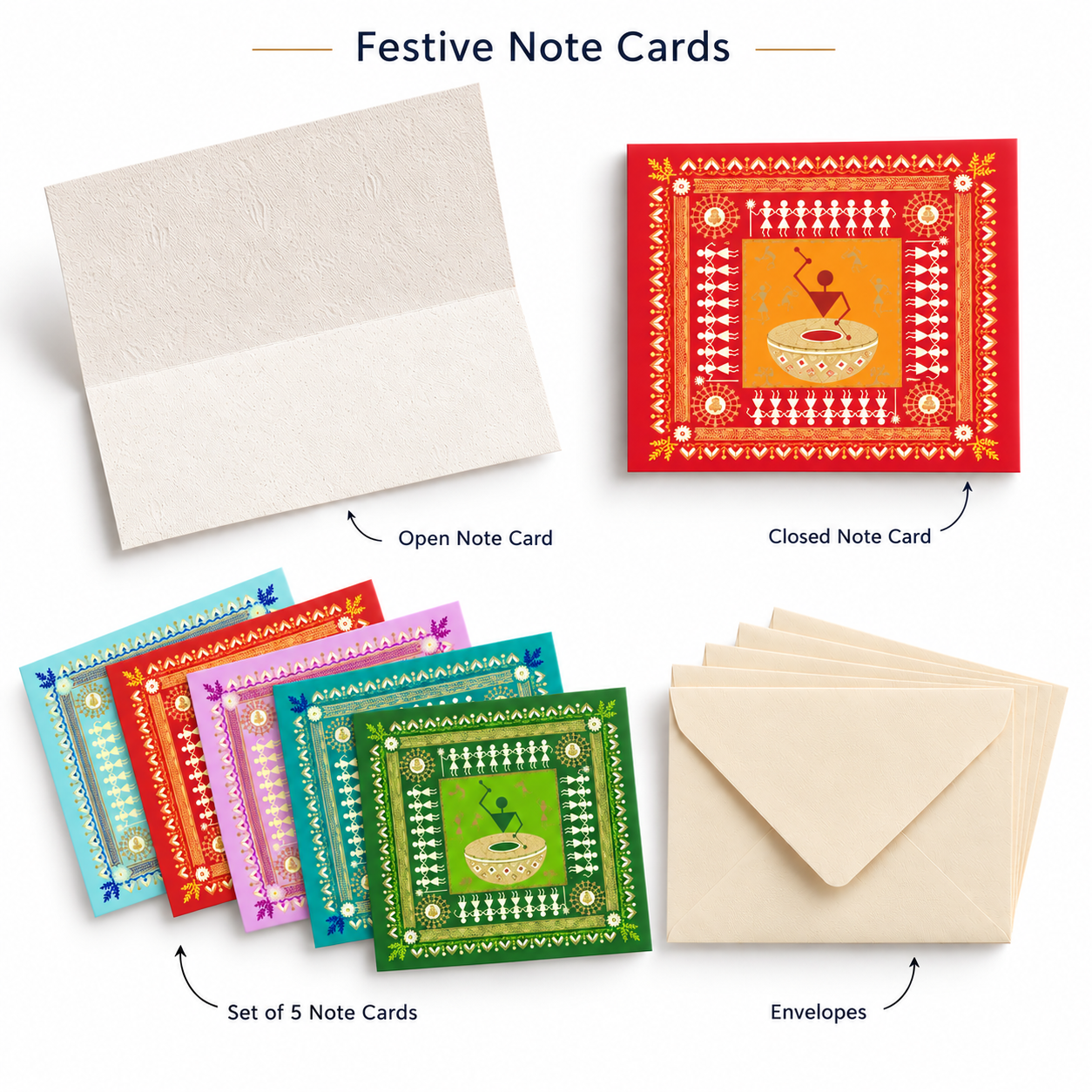 Warli Art Notecards & Envelopes