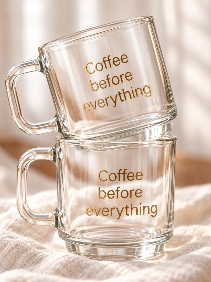 Customized - Daily Brew Glass Cup | Couple Cup - Set of 2