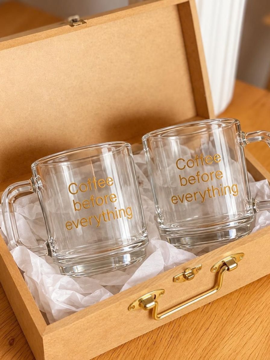 Customized - Daily Brew Glass Cup | Couple Cup - Set of 2