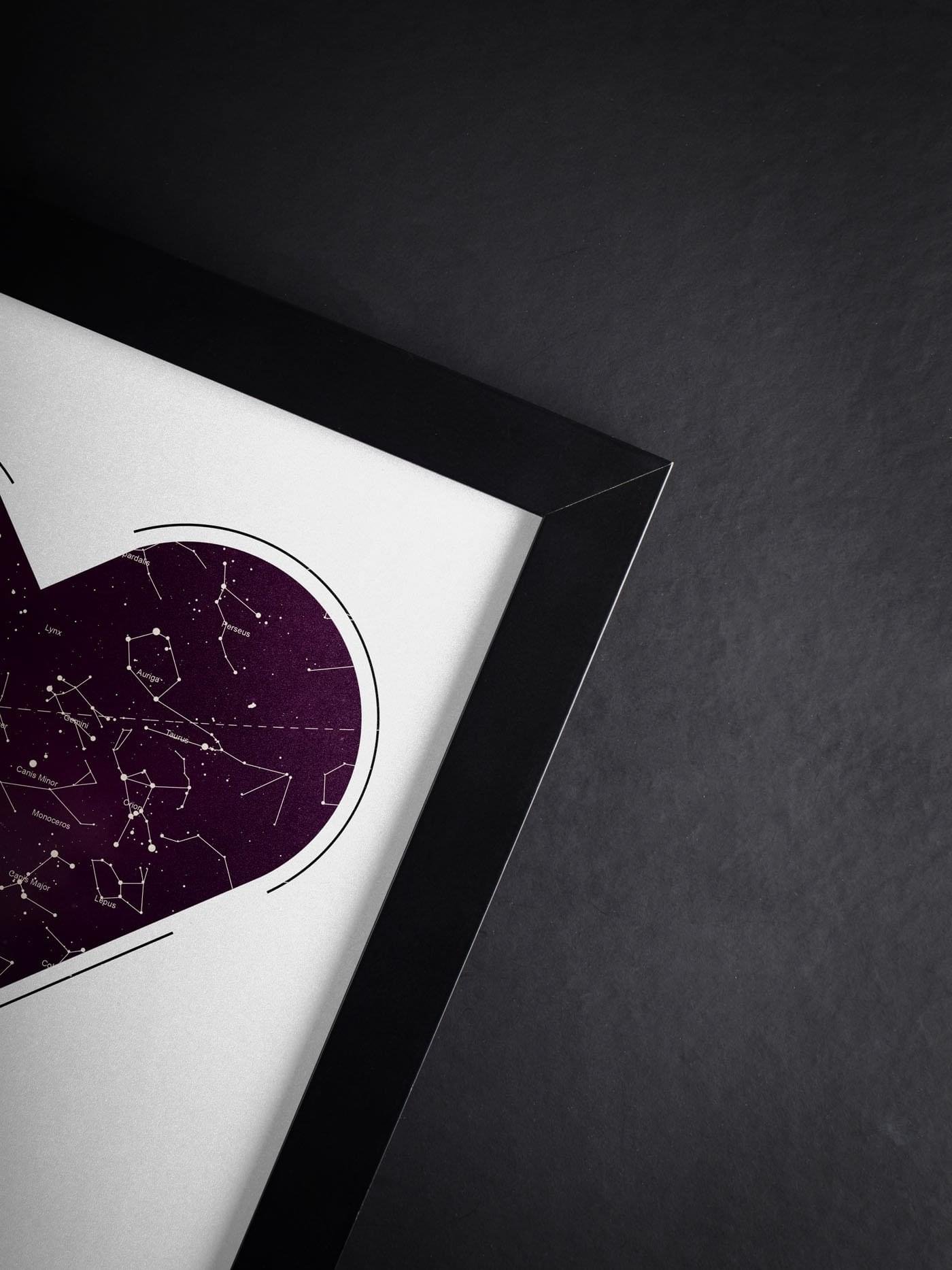 Romantic Personalised Star Map Frame - Cosmic Heart